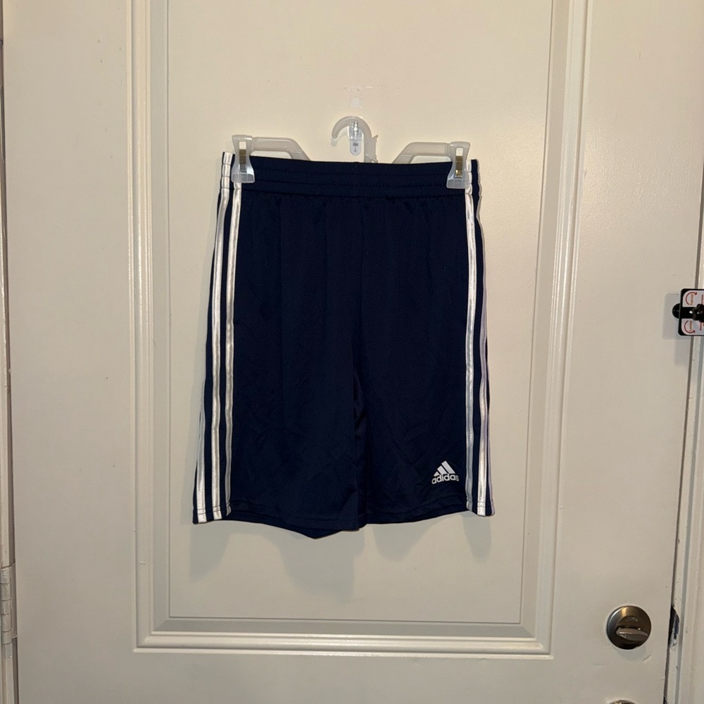 Adidas Dark Blue Shorts with White Stripes